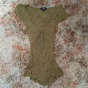 Bebe xs green crochet top